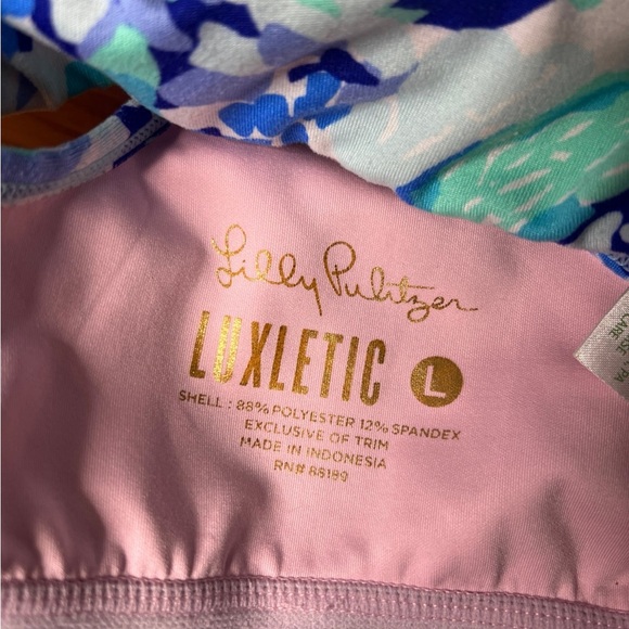 Lilly pulitzer luxletic sports bra in turquoise oasis wave after wave large - Picture 4 of 7
